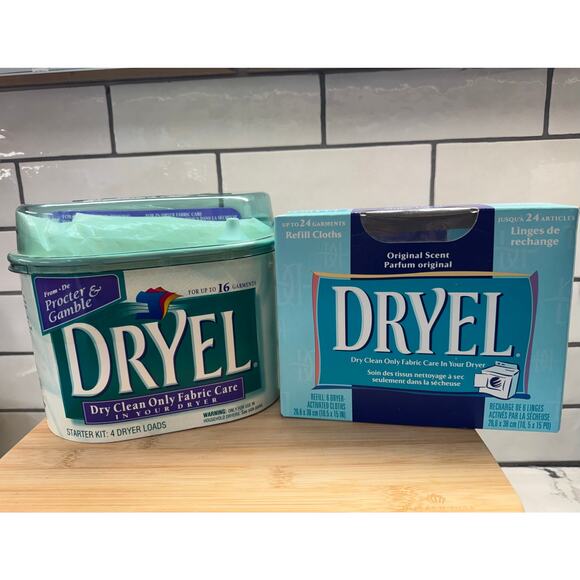 Vintage DRYEL Starter Kit Opened & NIB Refill Cloths At Home Dry Cleaning - Picture 1 of 8